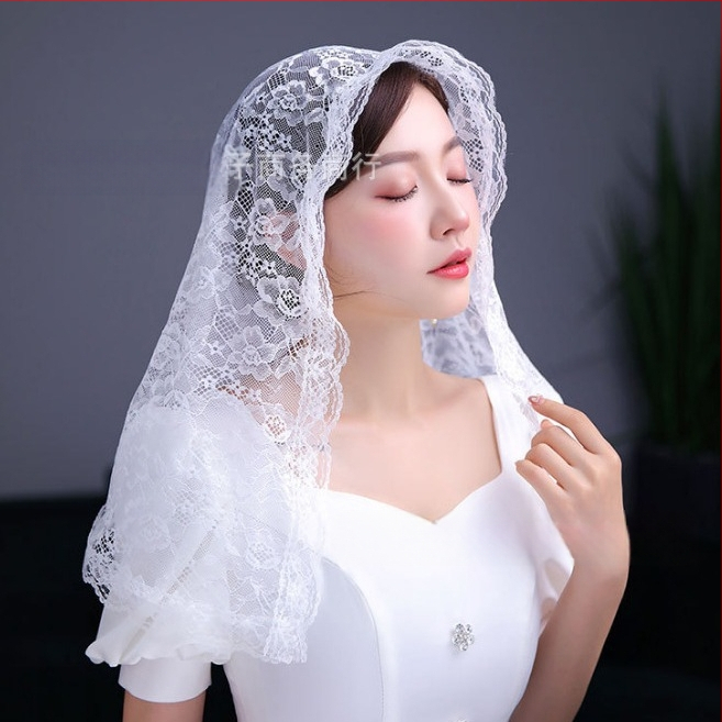 Tehase väljamüük Pruudi pitsist pitsist lühikesed peakatted Peakatted Pruudi aksessuaarid Ühekihiline loor Hulgimüük