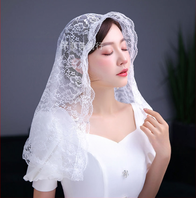 Tehase väljamüük Pruudi pitsist pitsist lühikesed peakatted Peakatted Pruudi aksessuaarid Ühekihiline loor Hulgimüük