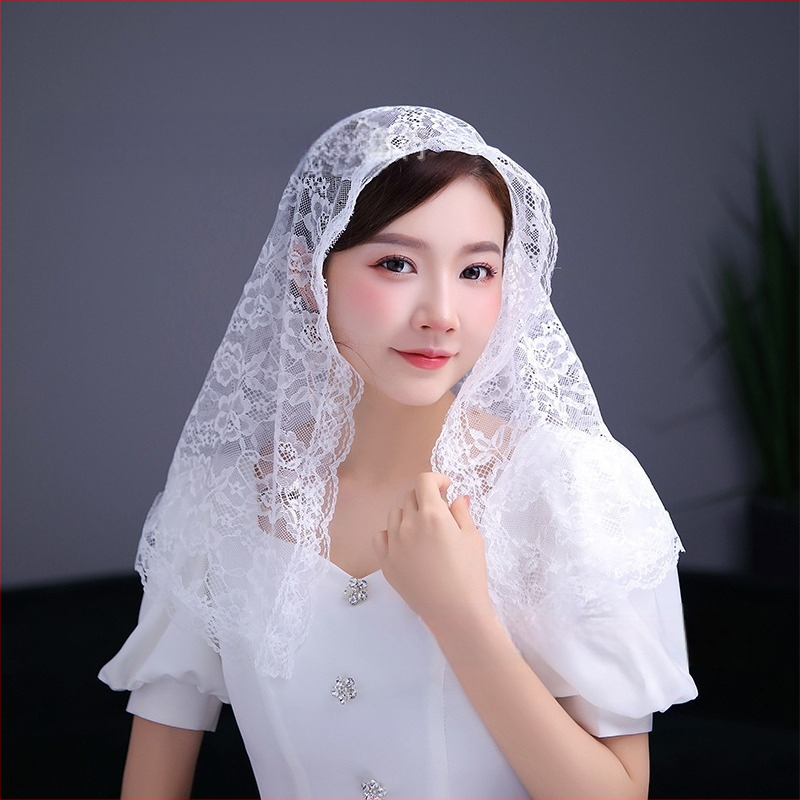 Tehase väljamüük Pruudi pitsist pitsist lühikesed peakatted Peakatted Pruudi aksessuaarid Ühekihiline loor Hulgimüük