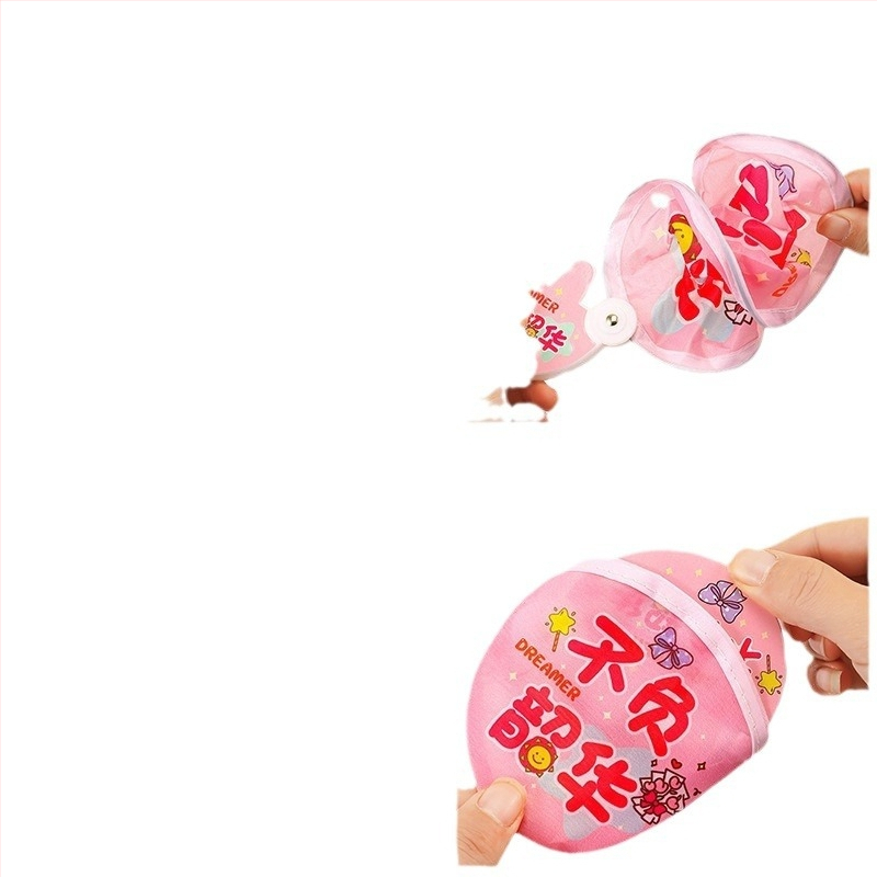 Eredeti rajzfilm összecsukható ventilátor, aranyos mini szövetből készült hordozható ventilátor, ünnepi ajándék fogantyúval, kerek ventilátor