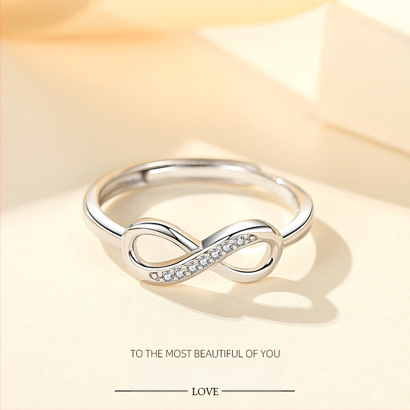 Ασημένιο δαχτυλίδι κοσμημάτων μόδας S925 από ευρωπαϊκό και αμερικανικό ασήμι, ρυθμιζόμενο δαχτυλίδι με 8 λέξεις, επιπλατινωμένο δαχτυλίδι μόδας ανοιχτό