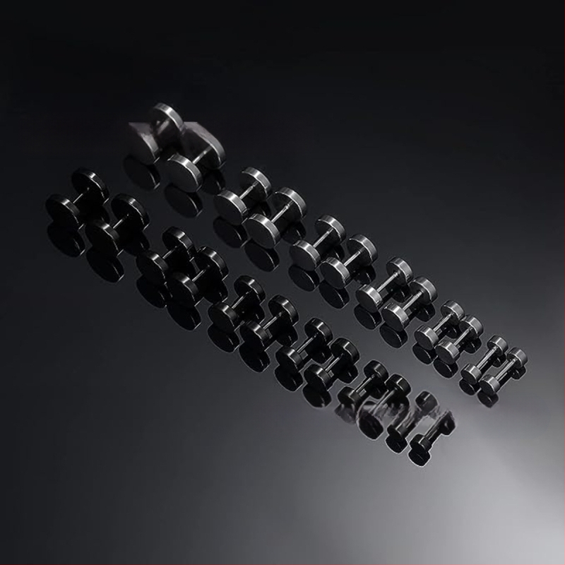 Cercei rotunzi din oțel inoxidabil, cu gantere, tip tort, la modă, din oțel titan, pentru bărbați, bijuterii negre pentru urechi, stil hip hop, Dongguan