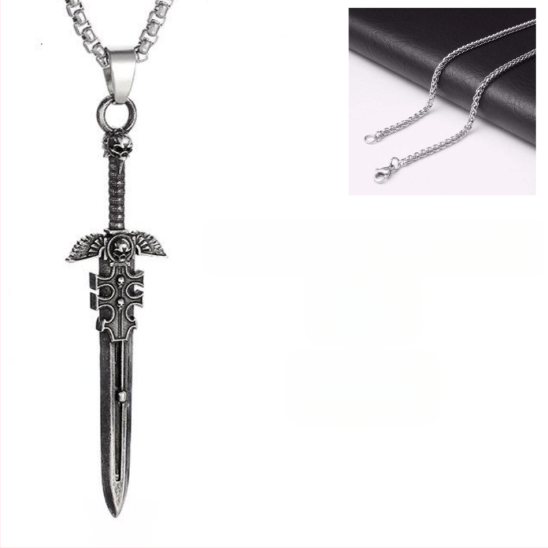 Chiba Taiyin europietiškų ir amerikietiškų hiphopo monstrų kardų karoliai, vyriški papuošalai, asmenybės kardo pakabukas, retro stiliaus vilnonė grandinėlė
