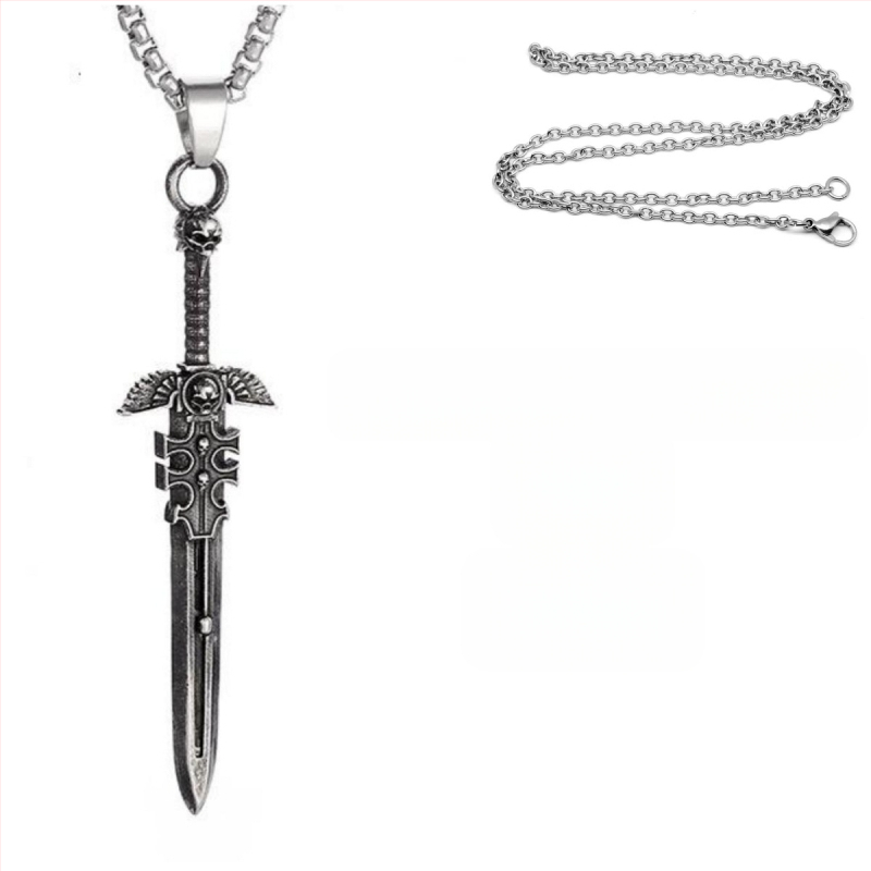 Chiba Taiyin europietiškų ir amerikietiškų hiphopo monstrų kardų karoliai, vyriški papuošalai, asmenybės kardo pakabukas, retro stiliaus vilnonė grandinėlė
