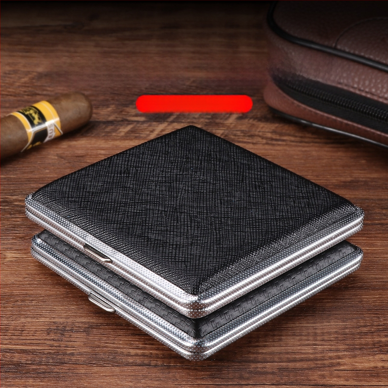 Laos Nahkne sigaretikarp 20 tk Osaliselt rihmaga meeste sigaretikarp Eraldi tuulekindel sigaretikarp