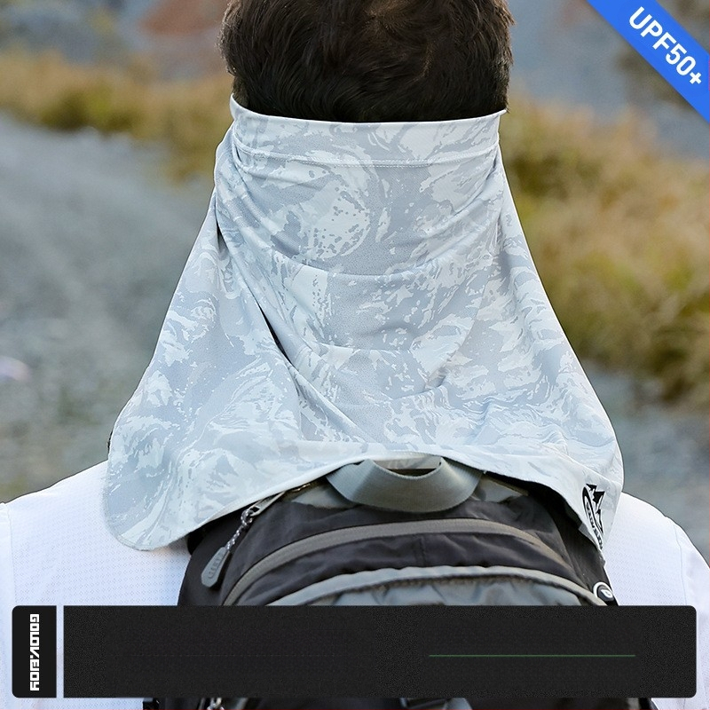 Καλοκαιρινή μάσκα από μετάξι πάγου για άνδρες, ποδηλασία, ψαρέματος, προστατευτικό λαιμού, κρεμαστό αυτί, αναπνεύσιμη πετσέτα προσώπου, προστασία από τον ήλιο, μαγικό μαντήλι, κουρτίνα καπέλου, διασυνοριακή