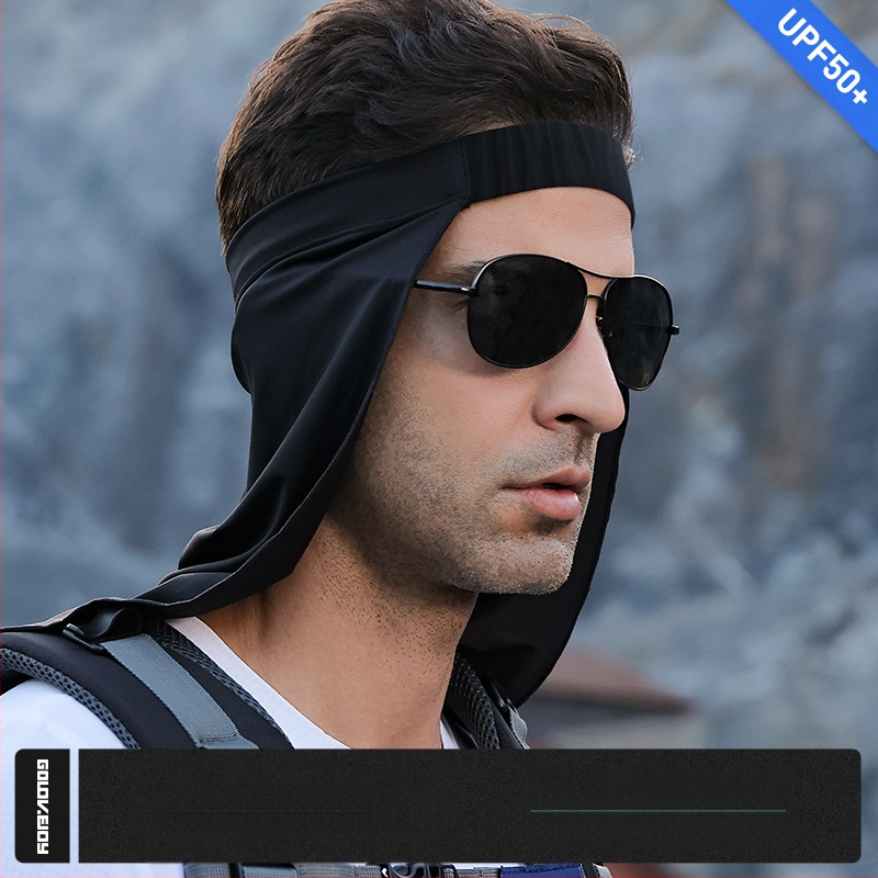 Καλοκαιρινή μάσκα από μετάξι πάγου για άνδρες, ποδηλασία, ψαρέματος, προστατευτικό λαιμού, κρεμαστό αυτί, αναπνεύσιμη πετσέτα προσώπου, προστασία από τον ήλιο, μαγικό μαντήλι, κουρτίνα καπέλου, διασυνοριακή