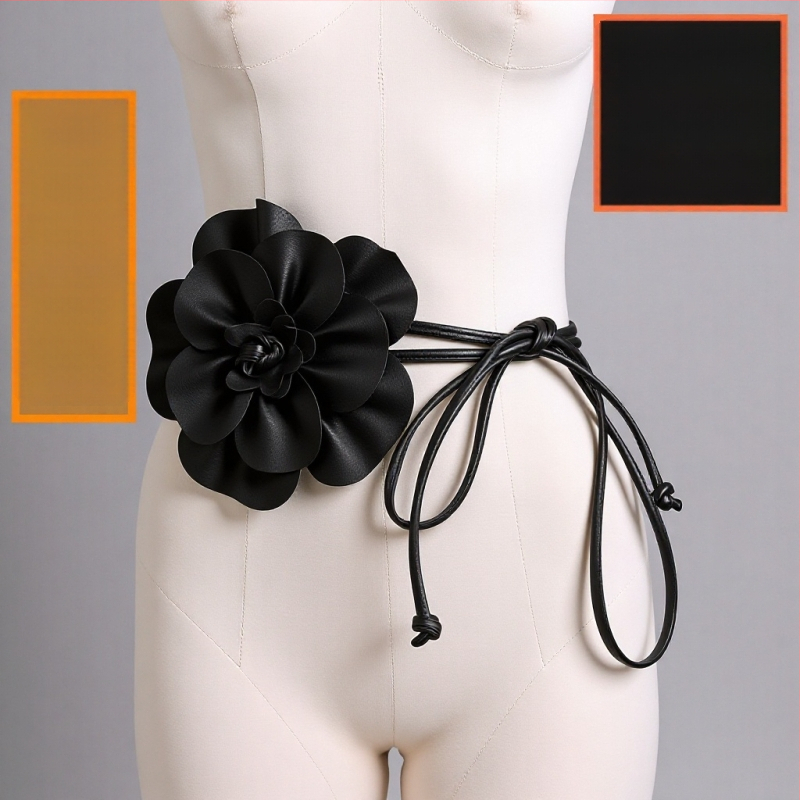 PU odos didelė gėlėta juosmens virvė bohemiško stiliaus suknelė dekoracija diržas kaklaraištis kaspinas ilgi nėriniai
