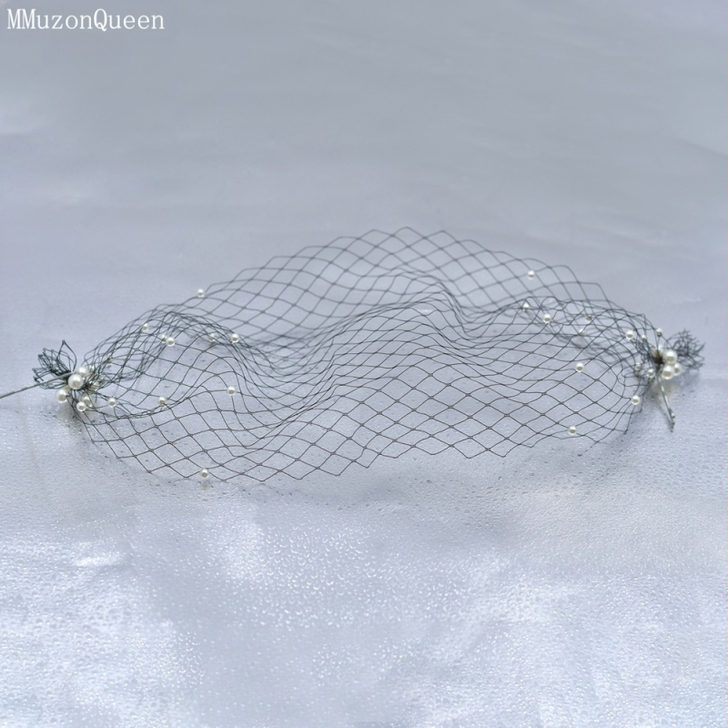 Manzhen европейска и американска външна търговия перлена булка мрежеста клетка за птици воал винтидж булчинска рокля фото реквизит MA08