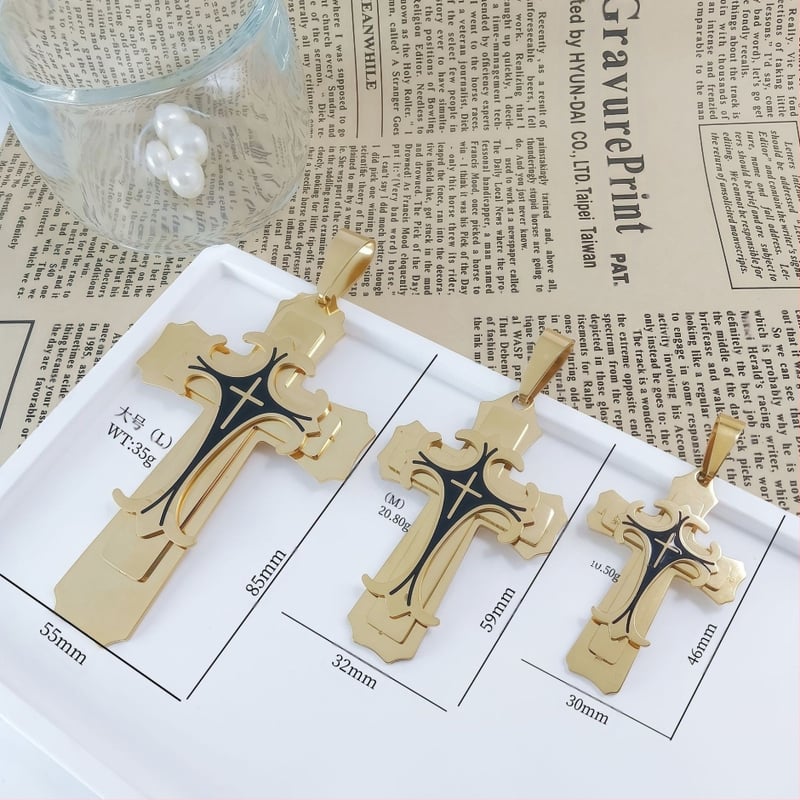 „Amazon AliExpress“ karštas išpardavimas iš Europos ir Amerikos, naujas madingas vyriškas titano plieno plokščio pjūvio karoliai iš nerūdijančio plieno, aliejaus lašėjimo kryželio formos pakabukas