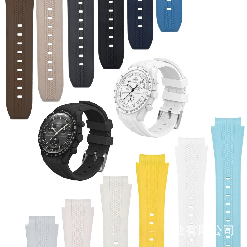 Potrivit pentru curea de ceas Swatch Omega Co-Branded din silicon lichid, curbată originală, seria Planetary, 20 mm