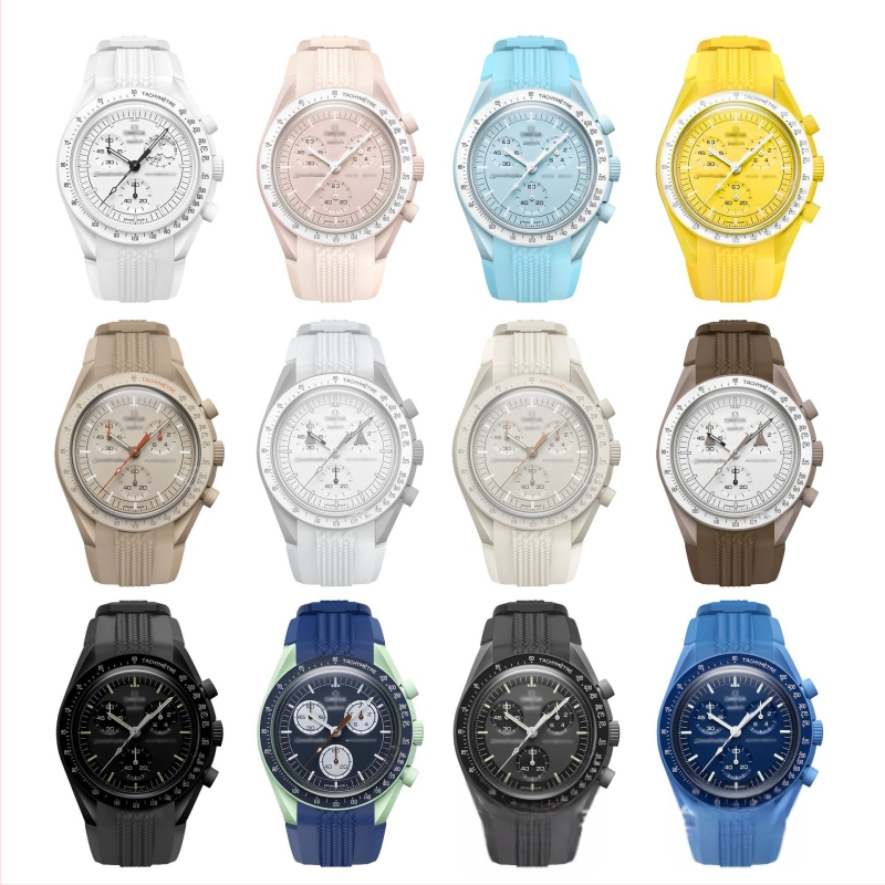 Potrivit pentru curea de ceas Swatch Omega Co-Branded din silicon lichid, curbată originală, seria Planetary, 20 mm
