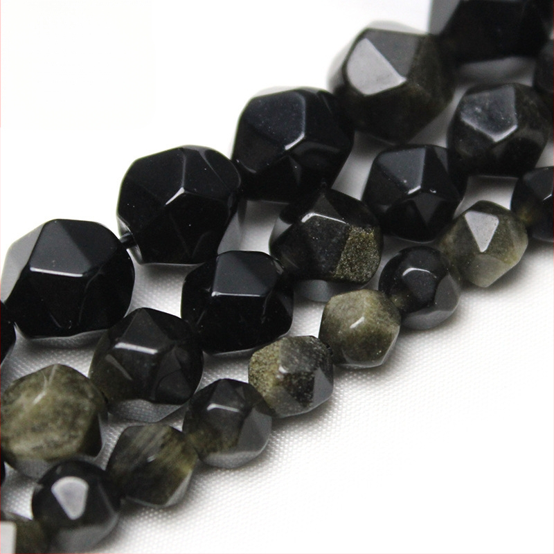 Gyémánt nagy csiszolású arany obszidián gyöngyök diy ékszer karkötő Xingyue Bodhi kiegészítők arany obszidián félkész ékszerek