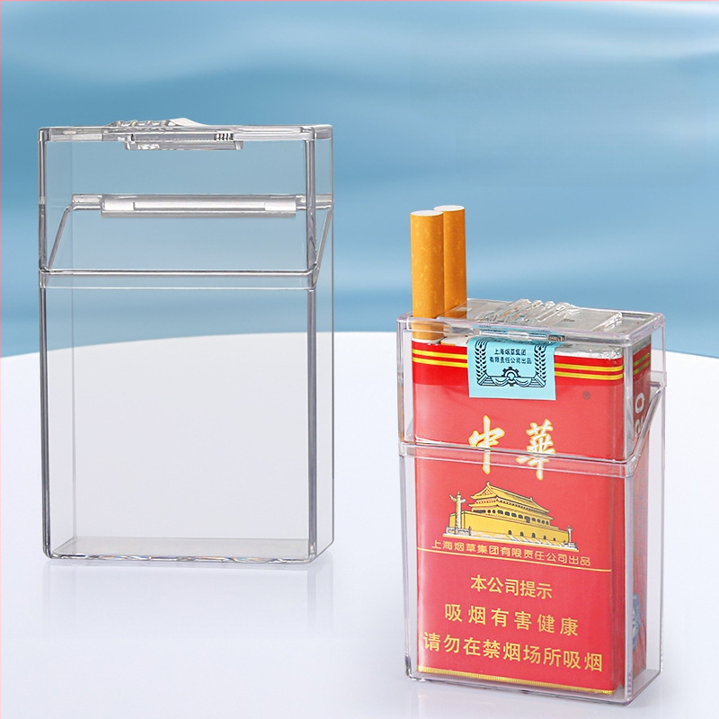 Läbipaistev sigaretikarp 20 sigaretile, pehmed ja kõvad sigaretipakid, niiskuskindel, higikindel, veekindel, rõhukindel sigaretikarp, vedruga libiseva kaanega sigaretikarp