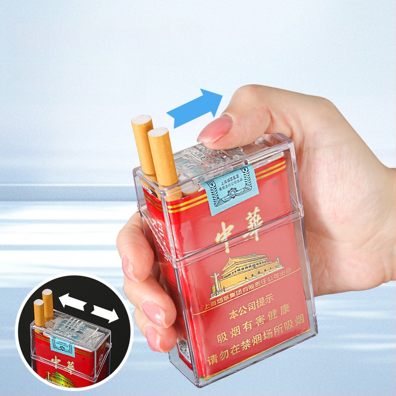 Läbipaistev sigaretikarp 20 sigaretile, pehmed ja kõvad sigaretipakid, niiskuskindel, higikindel, veekindel, rõhukindel sigaretikarp, vedruga libiseva kaanega sigaretikarp