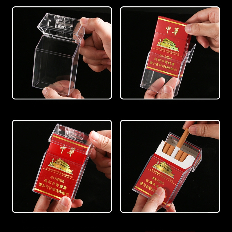 Läbipaistev sigaretikarp 20 sigaretile, pehmed ja kõvad sigaretipakid, niiskuskindel, higikindel, veekindel, rõhukindel sigaretikarp, vedruga libiseva kaanega sigaretikarp
