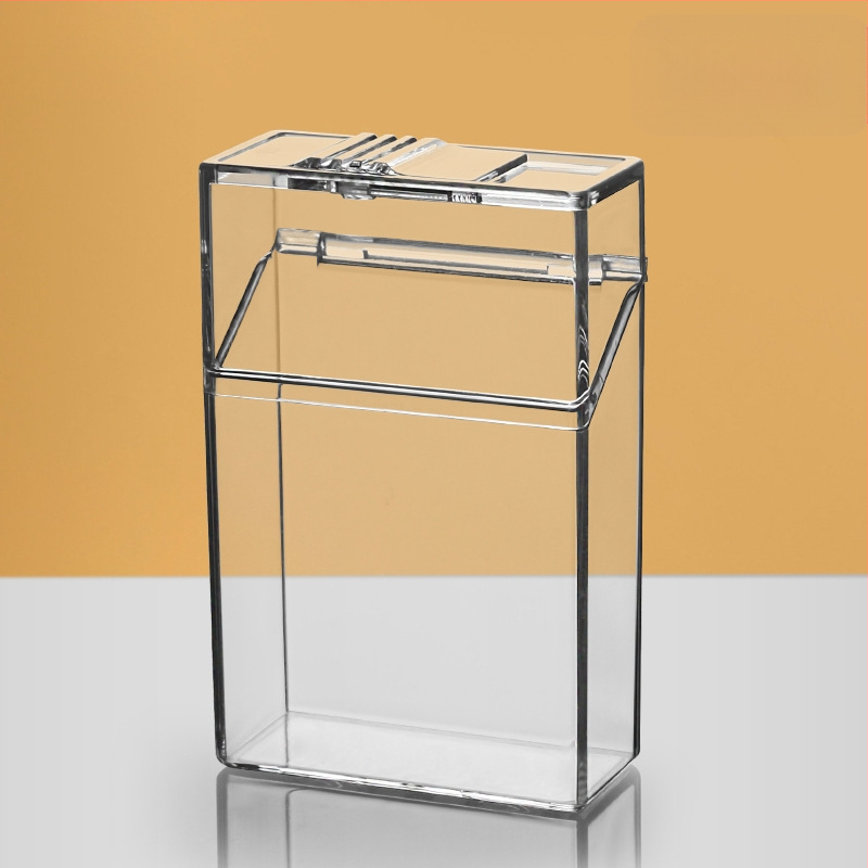 Läbipaistev sigaretikarp 20 sigaretile, pehmed ja kõvad sigaretipakid, niiskuskindel, higikindel, veekindel, rõhukindel sigaretikarp, vedruga libiseva kaanega sigaretikarp