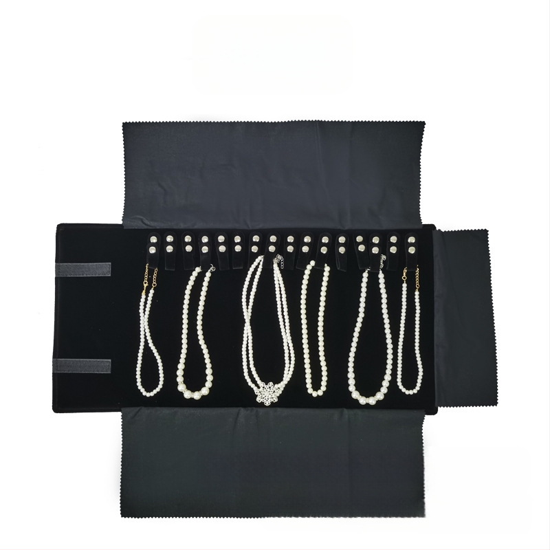 Ehted Kaelakee hoiukott Roll Bag Näitusel Kaasaskantav Kaelakee Kuva Kogumiskott Ehted Kokkupandav Flannelette