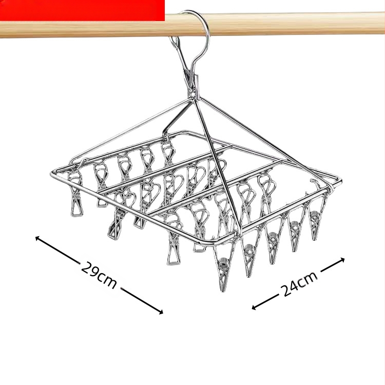 Rozsdamentes acél szárítóállvány, többkapcsos belső akasztó, háztartási szárítóállvány, zoknitartó, kollégiumi szárítózokni, tárolózokni