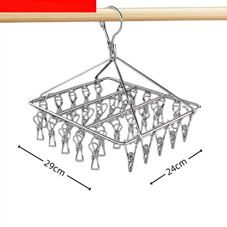 Rozsdamentes acél szárítóállvány, többkapcsos belső akasztó, háztartási szárítóállvány, zoknitartó, kollégiumi szárítózokni, tárolózokni