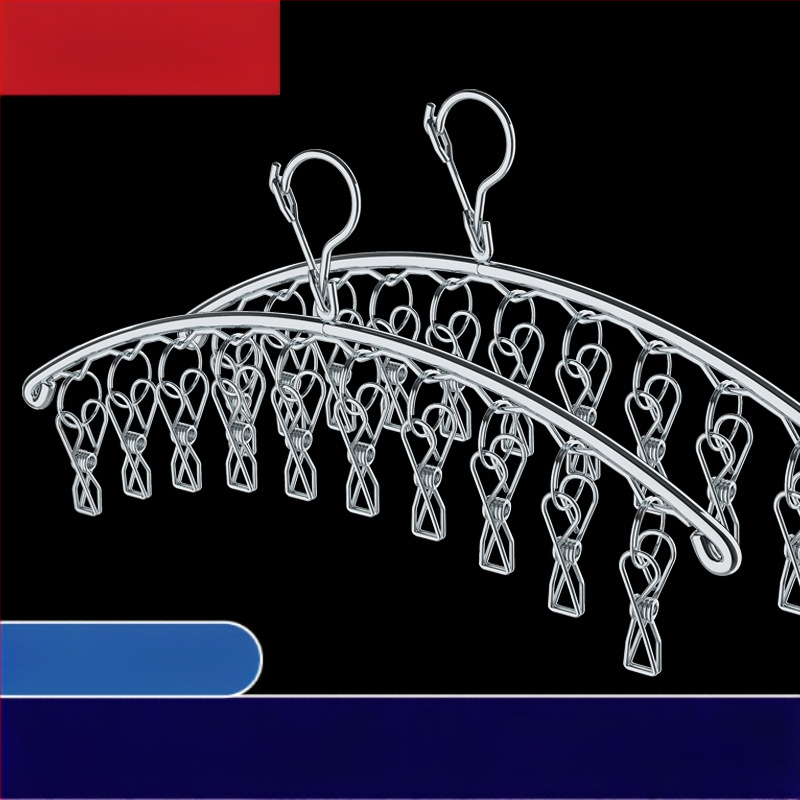 Rozsdamentes acél szárítóállvány, többkapcsos belső akasztó, háztartási szárítóállvány, zoknitartó, kollégiumi szárítózokni, tárolózokni