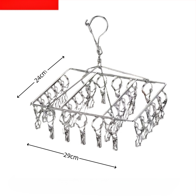 Rozsdamentes acél szárítóállvány, többkapcsos belső akasztó, háztartási szárítóállvány, zoknitartó, kollégiumi szárítózokni, tárolózokni