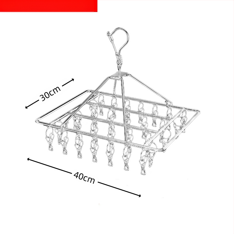 Rozsdamentes acél szárítóállvány, többkapcsos belső akasztó, háztartási szárítóállvány, zoknitartó, kollégiumi szárítózokni, tárolózokni