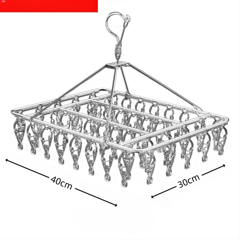 Rozsdamentes acél szárítóállvány, többkapcsos belső akasztó, háztartási szárítóállvány, zoknitartó, kollégiumi szárítózokni, tárolózokni