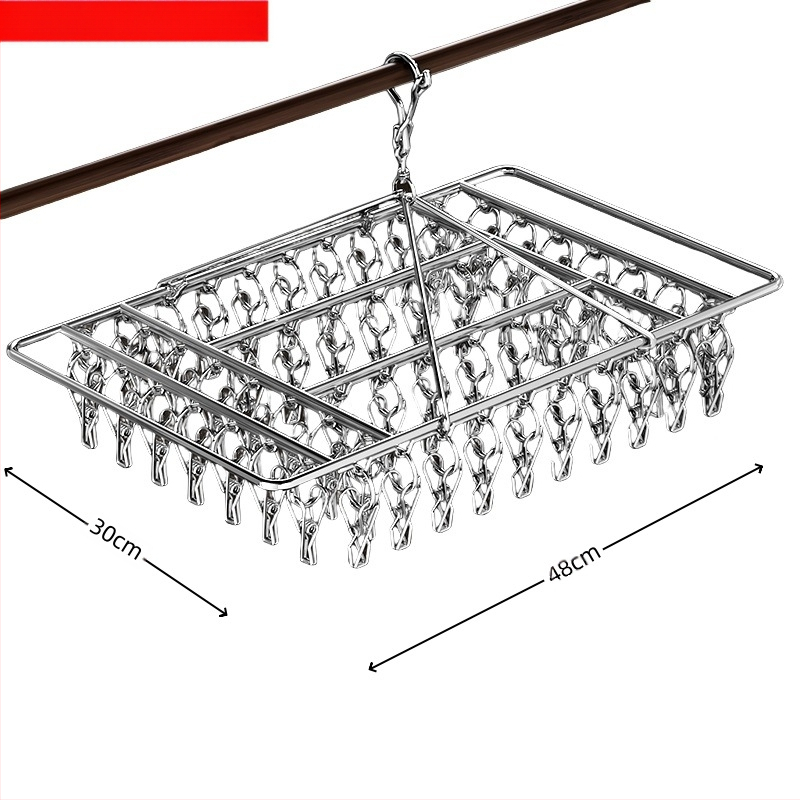 Rozsdamentes acél szárítóállvány, többkapcsos belső akasztó, háztartási szárítóállvány, zoknitartó, kollégiumi szárítózokni, tárolózokni