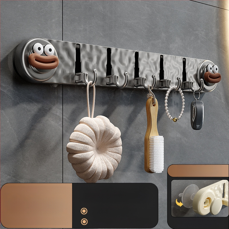 Új tapadókorongos ötkampós, nem perforált háztartási kabátakasztó, fürdőszobai ajtóra akasztható, WC-tárolókampó