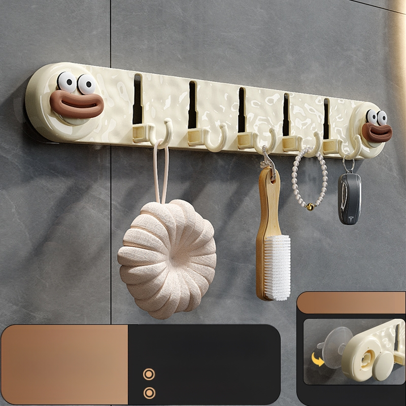 Új tapadókorongos ötkampós, nem perforált háztartási kabátakasztó, fürdőszobai ajtóra akasztható, WC-tárolókampó