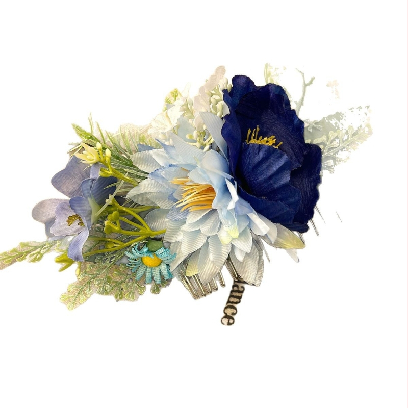 Naujos nuotakos Mori stiliaus dirbtinių gėlių plaukų šukos paplūdimio atostogų nuotraukoms, galvos apdangalai, blizgančios šoninės plaukų šukos, plaukų segtukai, plaukų aksesuarai moterims