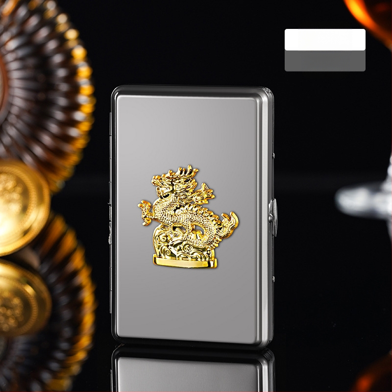 Pikk 10 cm metallist kaasaskantav pikk sigaretiümbris taskuvalgustiga peegliga pikk sigaretiümbris moodne loominguline kahepoolne suitsetamiskomplekt