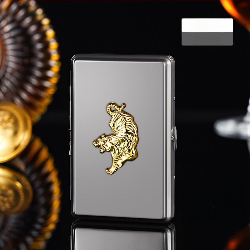 Pikk 10 cm metallist kaasaskantav pikk sigaretiümbris taskuvalgustiga peegliga pikk sigaretiümbris moodne loominguline kahepoolne suitsetamiskomplekt