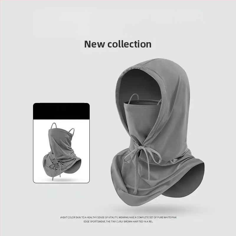 Päikesekaitse jääsiidist kapuuts Uus õues jalgrattasõiduks mõeldud päikesevari kapuutsiga sall Täielik näo kaelakaitse Kolm-ühes päikesekaitsemask