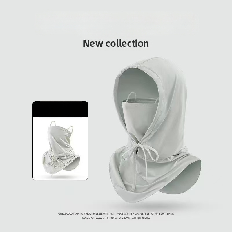 Päikesekaitse jääsiidist kapuuts Uus õues jalgrattasõiduks mõeldud päikesevari kapuutsiga sall Täielik näo kaelakaitse Kolm-ühes päikesekaitsemask