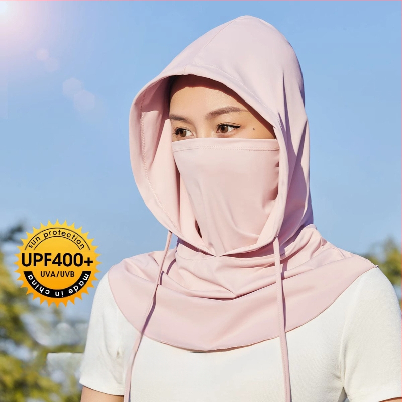 Päikesekaitse jääsiidist kapuuts Uus õues jalgrattasõiduks mõeldud päikesevari kapuutsiga sall Täielik näo kaelakaitse Kolm-ühes päikesekaitsemask