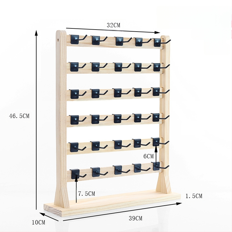 Täispuidust konkskõrvarõngaste hoidikuga kõrvarõngad, papist ehted, suure mahutavusega kõrvarõngaste riiul, ehete vitriin