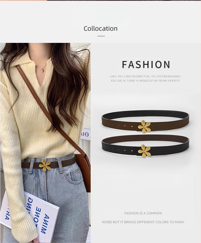 [Tiesioginiai pardavimai iš gamyklos] moteriškas karvės odos diržas su lygia sagtimi, plonas diržas, moteriška suknelė, dekoratyvinis madingas diržas prie sijono