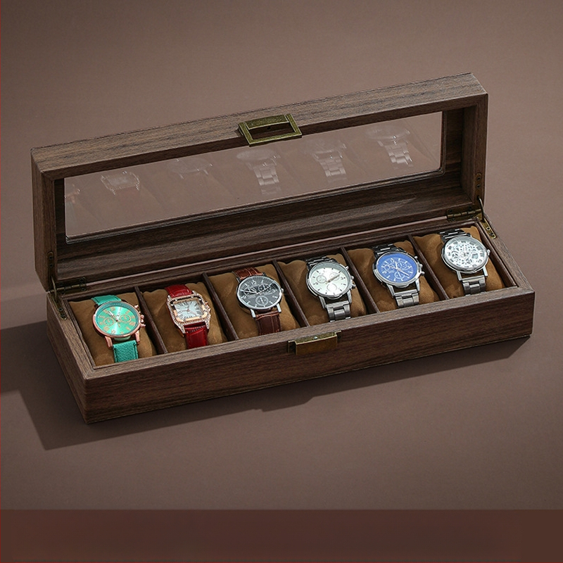 Vintažinio medžio tekstūros odos laikrodžių laikymo dėžutė, daugiafunkcinė laikrodžių dėžutė, aukščiausios klasės riešinių laikrodžių mechaninių laikrodžių papuošalų dėžutė namams, didelė talpa