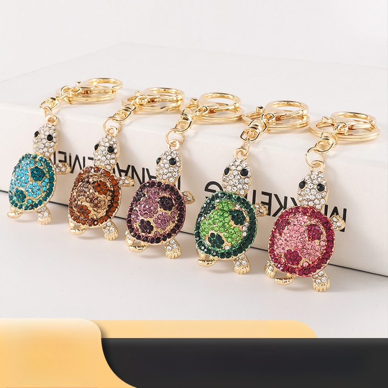 Internetikuulsuste loominguline disain Uus kilpkonna rhinestone võtmehoidja armas kott väike kingitus aksessuaarid loomade ripats ehted