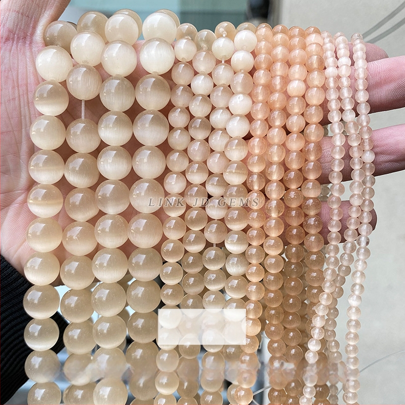 Gyári közvetlen szállítás, többszínű macskaszem köves gyöngyök, kézzel készített, barkács ékszerek, kiegészítők, karkötők, nyakláncok, félkész kerek gyöngyök, nagykereskedelem