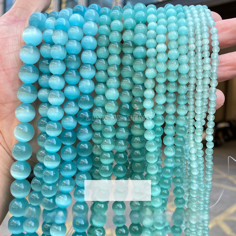 Gyári közvetlen szállítás, többszínű macskaszem köves gyöngyök, kézzel készített, barkács ékszerek, kiegészítők, karkötők, nyakláncok, félkész kerek gyöngyök, nagykereskedelem