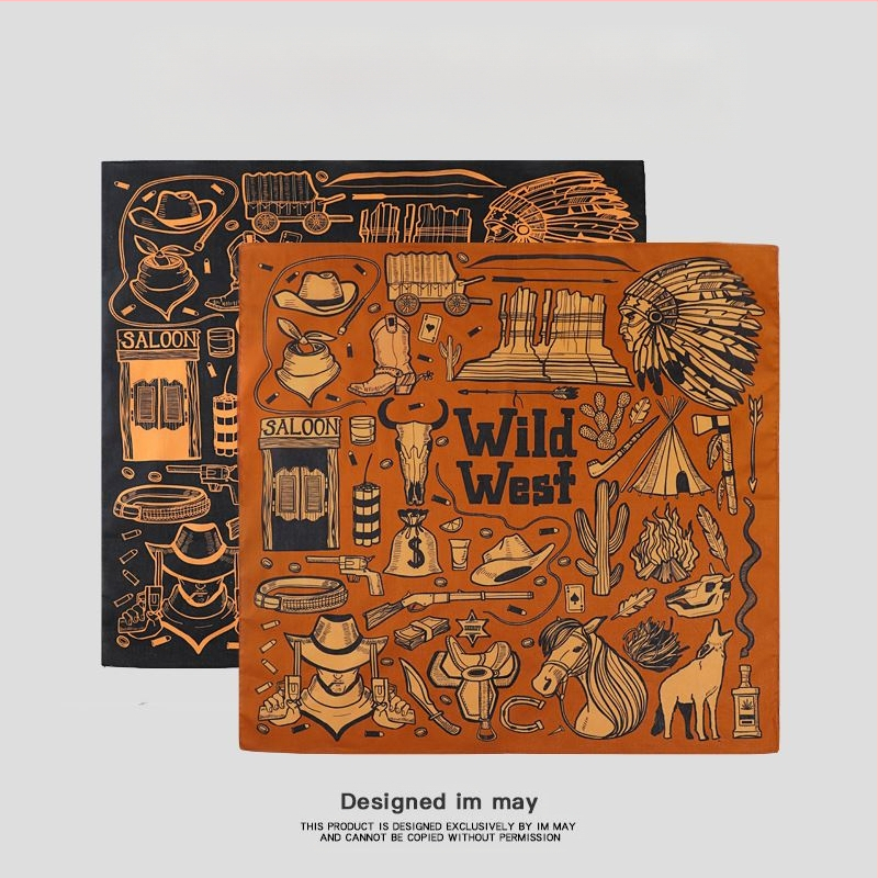 Zapadnjački traper pamučni mali kvadratni šal za vrat američki stil retro šal za glavu Ami Kaji šal za motociklističke hlače šal za muškarce