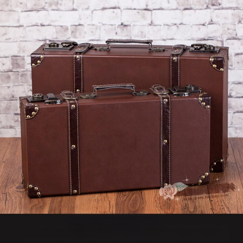 Retro nostalgiška senamadiška medinė lagamino laikymo dėžė, medinė dėžė, kūrybingi rekvizitai, odinė dėžutė, papuošalai