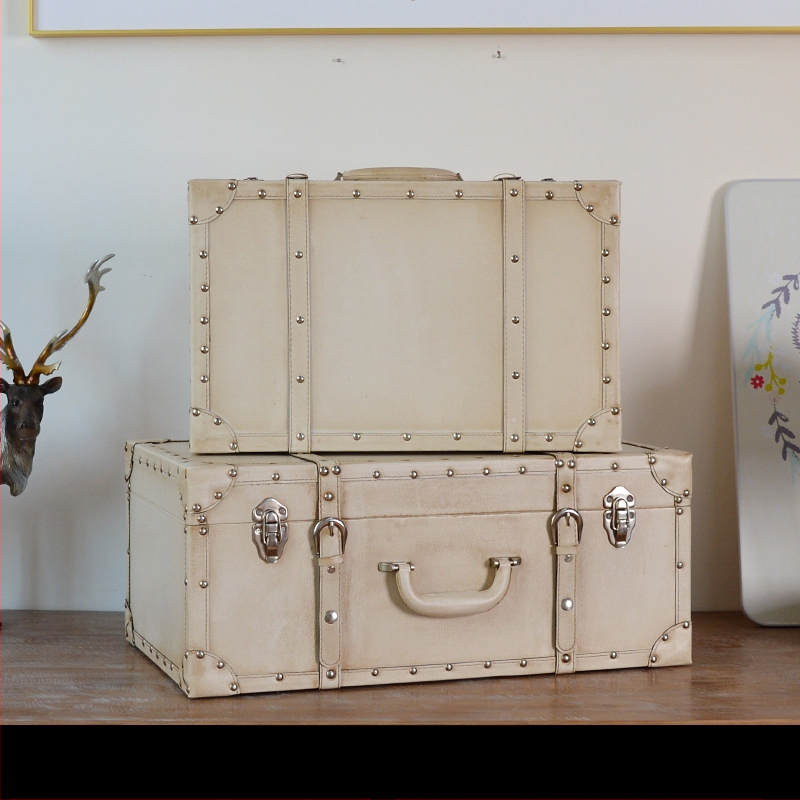 Retro nostalgiška senamadiška medinė lagamino laikymo dėžė, medinė dėžė, kūrybingi rekvizitai, odinė dėžutė, papuošalai