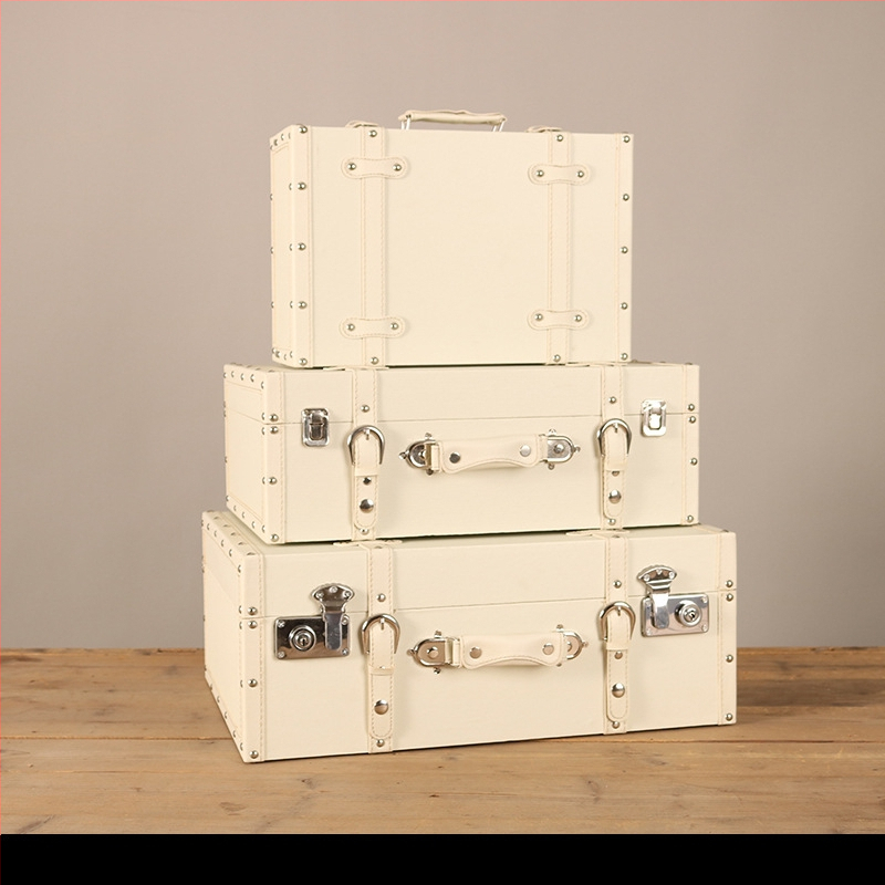 Retro nostalgiška senamadiška medinė lagamino laikymo dėžė, medinė dėžė, kūrybingi rekvizitai, odinė dėžutė, papuošalai