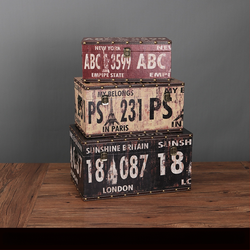 Retro nostalgiška senamadiška medinė lagamino laikymo dėžė, medinė dėžė, kūrybingi rekvizitai, odinė dėžutė, papuošalai