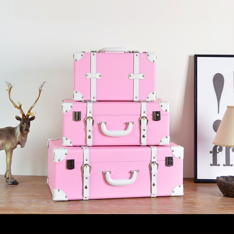 Retro nostalgiška senamadiška medinė lagamino laikymo dėžė, medinė dėžė, kūrybingi rekvizitai, odinė dėžutė, papuošalai