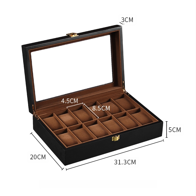 Nauja tarpvalstybinė papuošalų dėžutė, parduodama didmeninėje prekyboje su juodais matiniais dažais, laikrodžių laikymo dėžutė, medinė daugiafunkcinė papuošalų dėžutė.